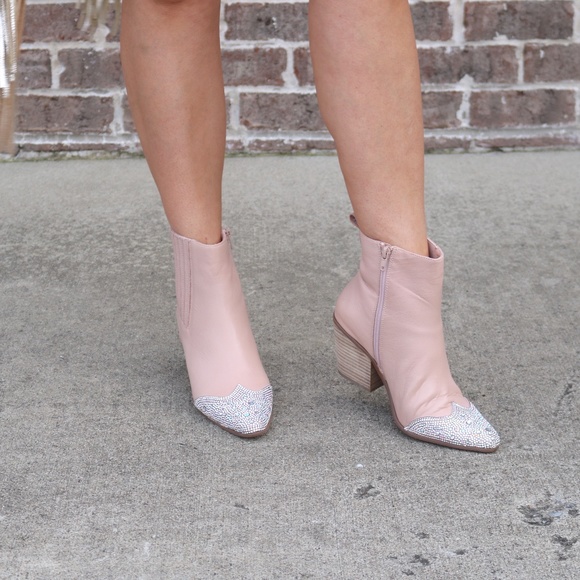 Matisse Western Bootie Womens Size 7.5 Natural Blush Rhinestone Toe N… - Picture 2 of 7